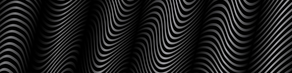 Black and White Wavy Lines Vector Background for Decorative Print