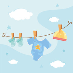 clothes baby hanging drying icon vector illustration design