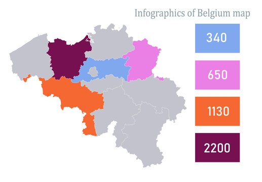Infographics of Belgium map, individual region vector