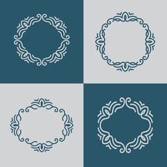 Elegant Circular Mandala Frame set dark and bright background