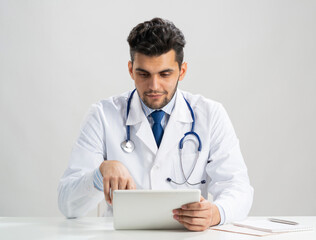 Young arab internist using tablet computer