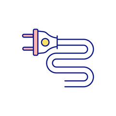 Tangles of wires RGB color icon. Hiding cables. Space organization problem. Electronics and home appliances. Socket and extension cord. Covers for wires. Isolated vector illustration