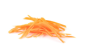 sliced carrot isolated on white background.
