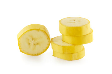 Banana slice isolated on white background.