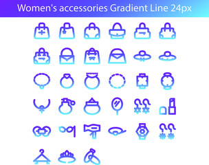 Girls accessories gradient style, editable and color changeable