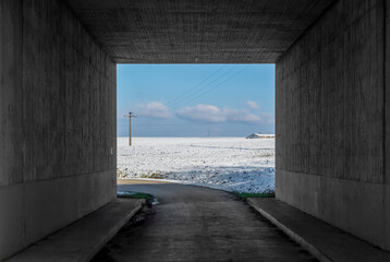 inside concrete underpass