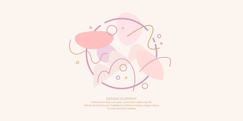 Elegant composition with dynamic and geometric shapes in pastel colors. Abstract background for your design.