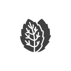 Mint leaf vector icon. filled flat sign for mobile concept and web design. Mint herb glyph icon. Symbol, logo illustration. Vector graphics