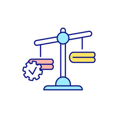 Fototapeta premium Making decision to discard old and favourite things RGB color icon. Weighted decision. Decluttering and cleaning. Leaving useful items. Clutter and mess. Isolated vector illustration