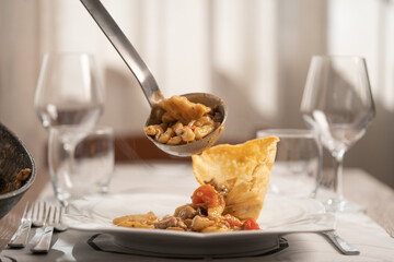 Italian pasta, chef preparation