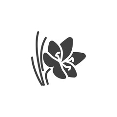 Saffron flower vector icon. filled flat sign for mobile concept and web design. Crocus saffron glyph icon. Symbol, logo illustration. Vector graphics