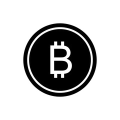 Bitcoin symbol icon, black and white design. Crypto payment. Vector illustration