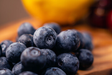 blueberries on a table