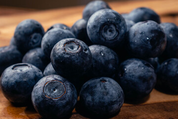 blueberries on wooden background