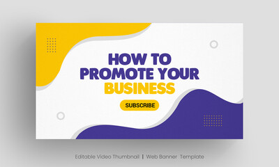 Video thumbnail and web banner template. Editable social media video cover photo layout design