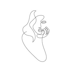 Continuous Line Drawing of Abstract Woman Face, Fashion Minimalist Concept, Woman Beauty Drawing, Vector Illustration. Good for Prints, T-shirt, Banners, Slogan Design Modern Graphics Style