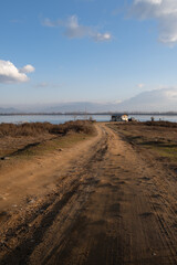road to the beach at sunset
