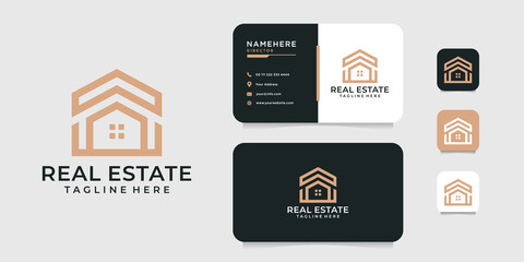 Real estate construction logo design with business card template