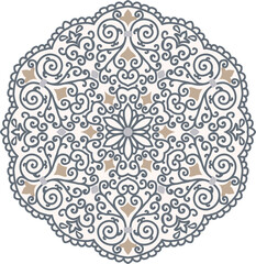 Floral hand drawn Mandala. Turkish motif. Round colorful floral ornament in traditional Oriental pattern. Isolated decorative element for card design, t-shirt print, ceramic tile.
