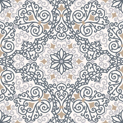 Seamless colorful pattern with mandala. Vintage decorative element. Hand drawn pattern in turkish style. Islam, Arabic, Indian, ottoman motif. Vector illustration.