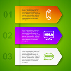 Set line Burrito, Hola and Fiesta. Business infographic template. Vector. © vector_v