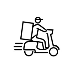 Shipping fast delivery man riding motorcycle, icon, symbol.