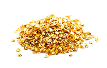 Pile of Pieces of Gold Isolated on a White Background