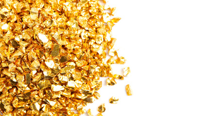 Pile of Pieces of Gold Isolated on a White Background