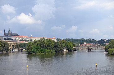 Fototapeta na wymiar Old town Prague cityscape Vltava riverside Czech republic