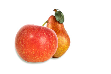 ripe juicy tasty apples and pears isolated on white background