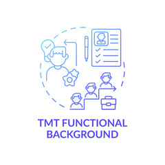 Fototapeta na wymiar Tmt functional background concept icon. Top management team analysis criteria. Experience from working place. Company idea thin line illustration. Vector isolated outline RGB color drawing