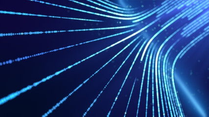 abstract internet data light stripe flowing in cyberspace, network information communication technology concept, neon curve line moving in motion © ZETHA_WORK