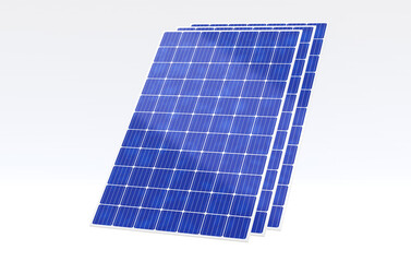 3D rendering stack of Solar Panel isolated on white background, photovoltaic cell generate electricity, green energy and renewable concept