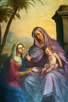 Tirano, Italy: interior of the Sanctuary. Painting of Nativity