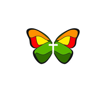 Butterfly with Cross Change Cocoon Transform Growth Wings Insect Church Women Ministry Logo Spring Bloom Caterpillar