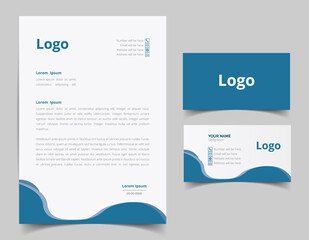 Corporate Letterhead and Business Card Set, Elegant and minimalist style business template design and Stationery set. Full Vector.