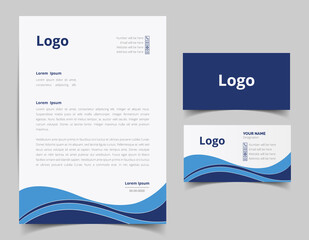 Corporate Letterhead and Business Card Set, Elegant and minimalist style business template design and Stationery set. Full Vector.