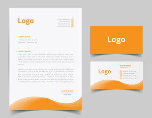 Corporate Letterhead and Business Card Set, Elegant and minimalist style business template design and Stationery set. Full Vector.