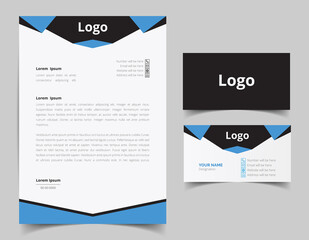 Corporate Letterhead and Business Card Set, Elegant and minimalist style business template design and Stationery set. Full Vector.