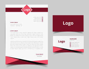 Corporate Letterhead and Business Card Set, Elegant and minimalist style business template design and Stationery set. Full Vector.