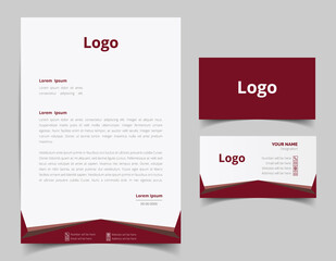 Corporate Letterhead and Business Card Set, Elegant and minimalist style business template design and Stationery set. Full Vector.