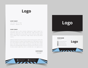 Corporate Letterhead and Business Card Set, Elegant and minimalist style business template design and Stationery set. Full Vector.