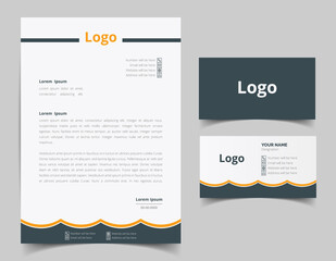 Corporate Letterhead and Business Card Set, Elegant and minimalist style business template design and Stationery set. Full Vector.