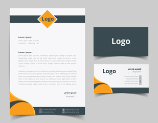 Fototapeta premium Corporate Letterhead and Business Card Set, Elegant and minimalist style business template design and Stationery set. Full Vector.