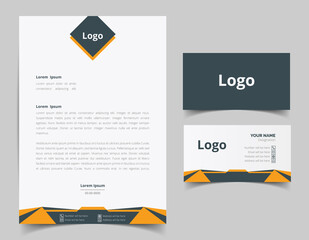 Corporate Letterhead and Business Card Set, Elegant and minimalist style business template design and Stationery set. Full Vector.