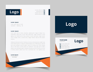 Corporate Letterhead and Business Card Set, Elegant and minimalist style business template design and Stationery set. Full Vector.