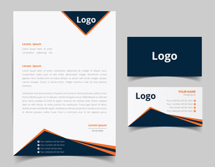 Corporate Letterhead and Business Card Set, Elegant and minimalist style business template design and Stationery set. Full Vector.