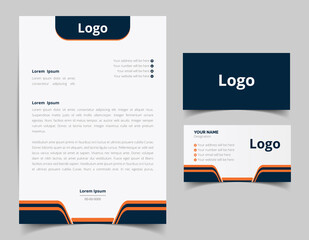 Corporate Letterhead and Business Card Set, Elegant and minimalist style business template design and Stationery set. Full Vector.