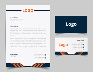 Corporate Letterhead and Business Card Set, Elegant and minimalist style business template design and Stationery set. Full Vector.
