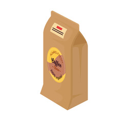 coffee paper bag product icon vector illustration design